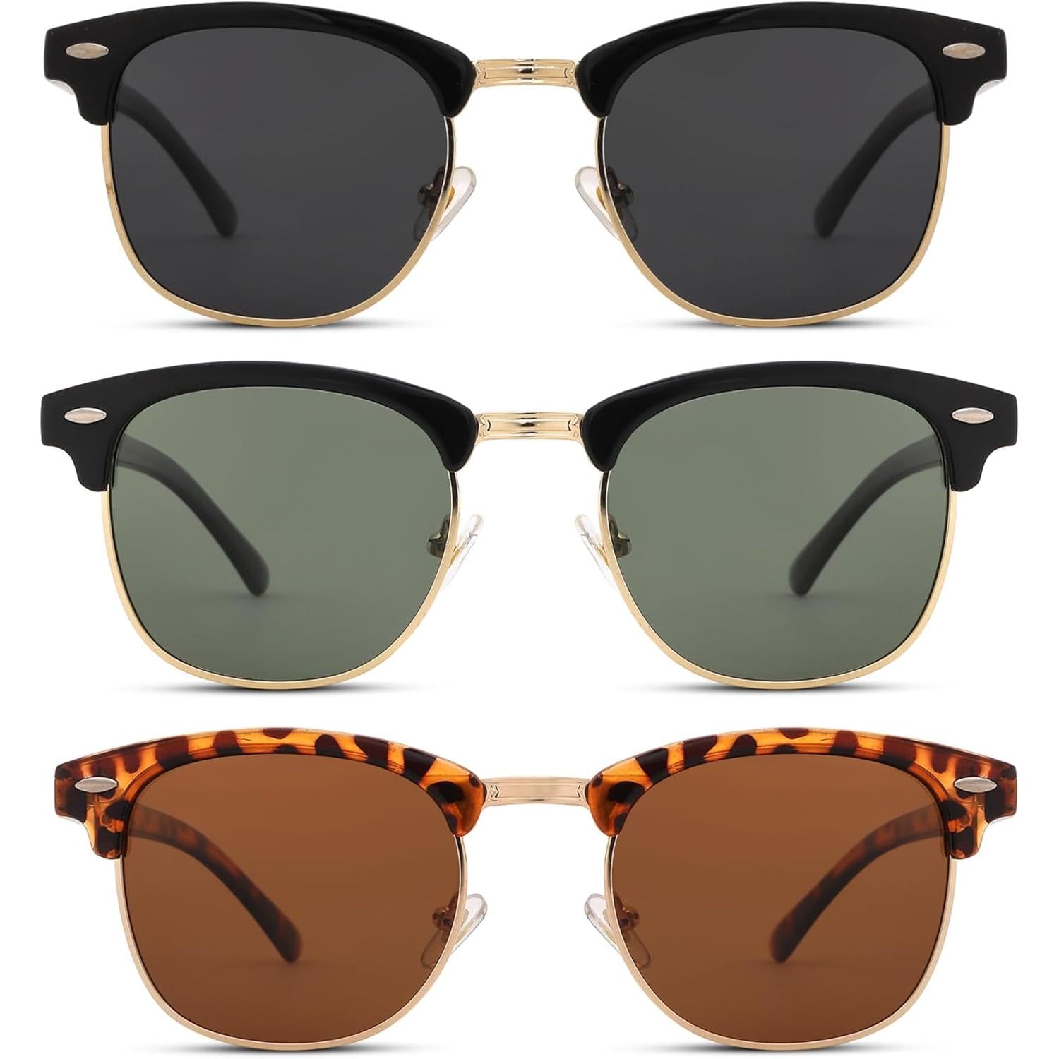 Pro Acme Semi-Rimless Polarized Sunglasses UV 400 Protection for Women Men